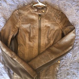 Distressed faux leather jacket